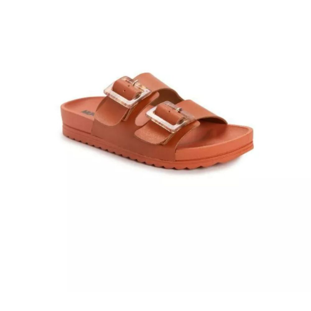 MUK LUKS Rust Orange Double Buckle Slide Sandals Comfort Slides Size 10